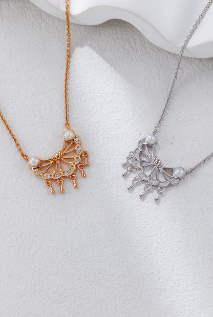 Tassel Belle Feather Series Pearl Necklace and Earrings
