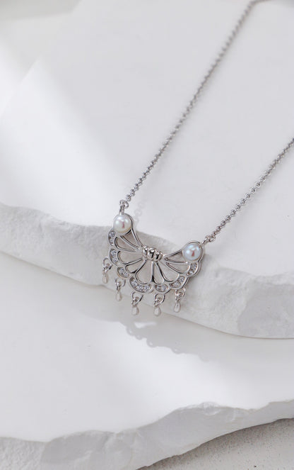 Tassel Belle Feather Series Pearl Necklace and Earrings