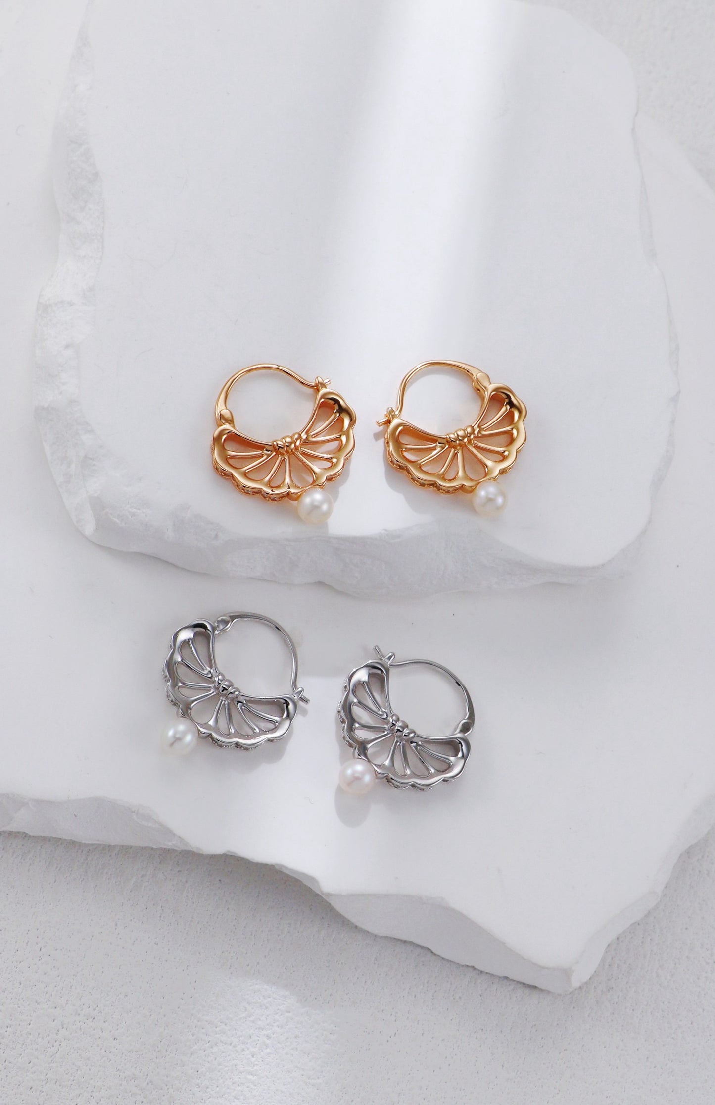 Tassel Belle Feather Series Pearl Necklace and Earrings