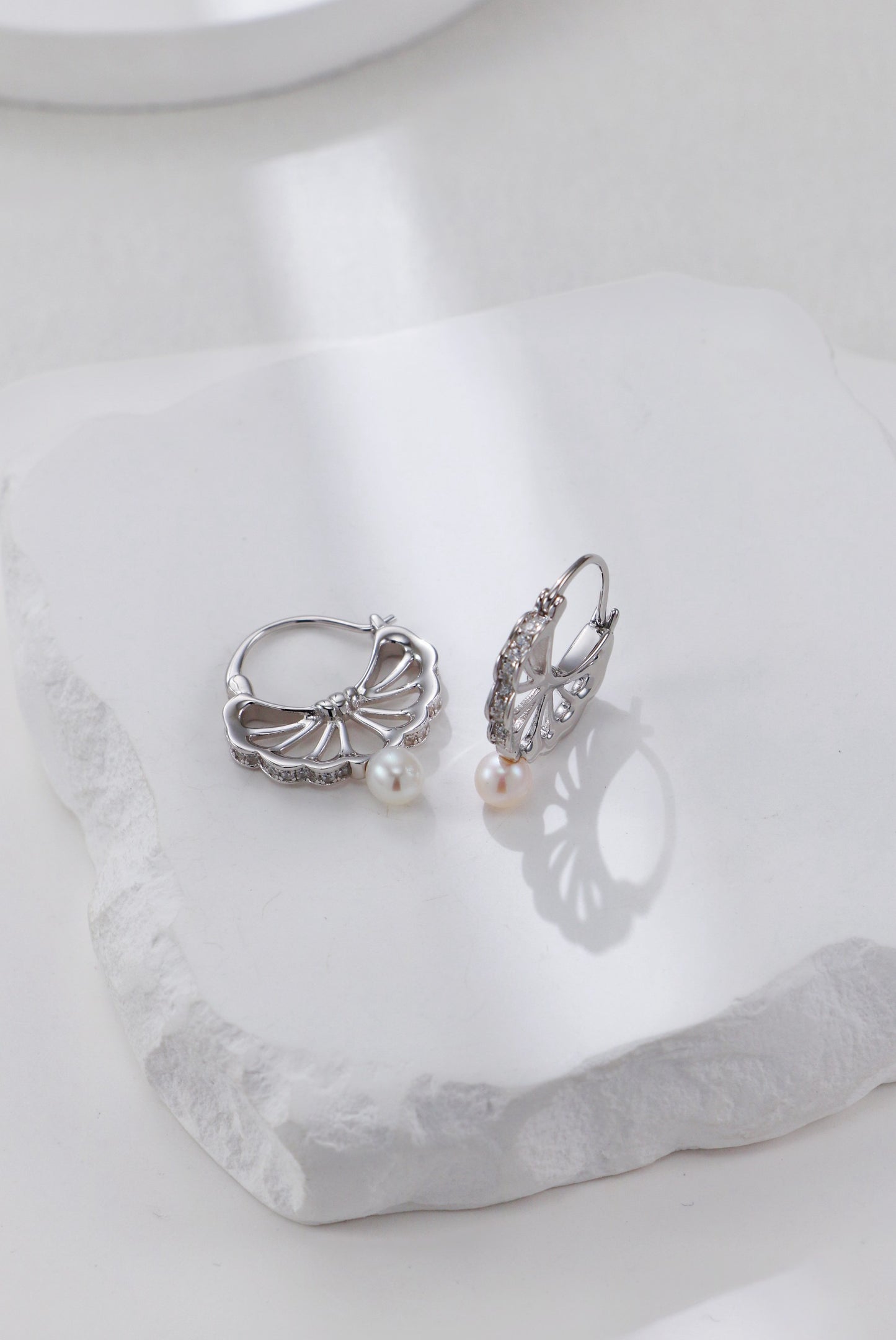 Tassel Belle Feather Series Pearl Necklace and Earrings