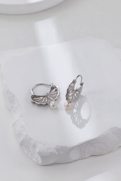 Tassel Belle Feather Series Pearl Necklace and Earrings