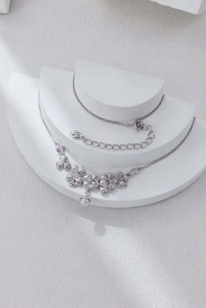 Starlight Garden S925 silver pearl necklace and earrings