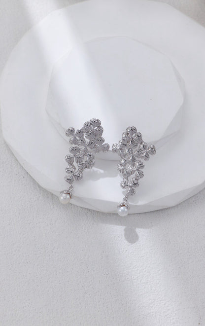 Starlight Garden S925 silver pearl necklace and earrings