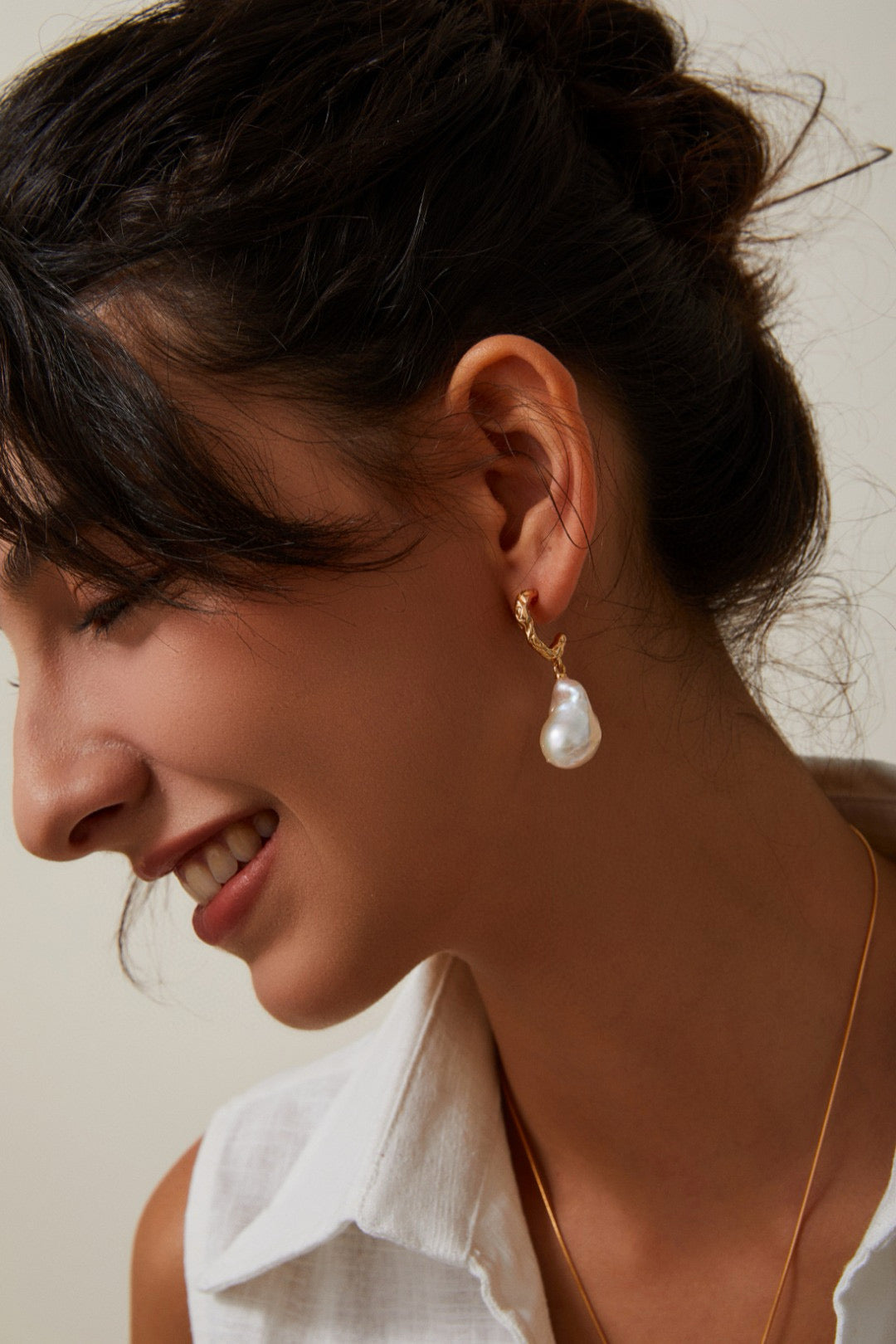 Luster Drop Natural baroque pearl earrings