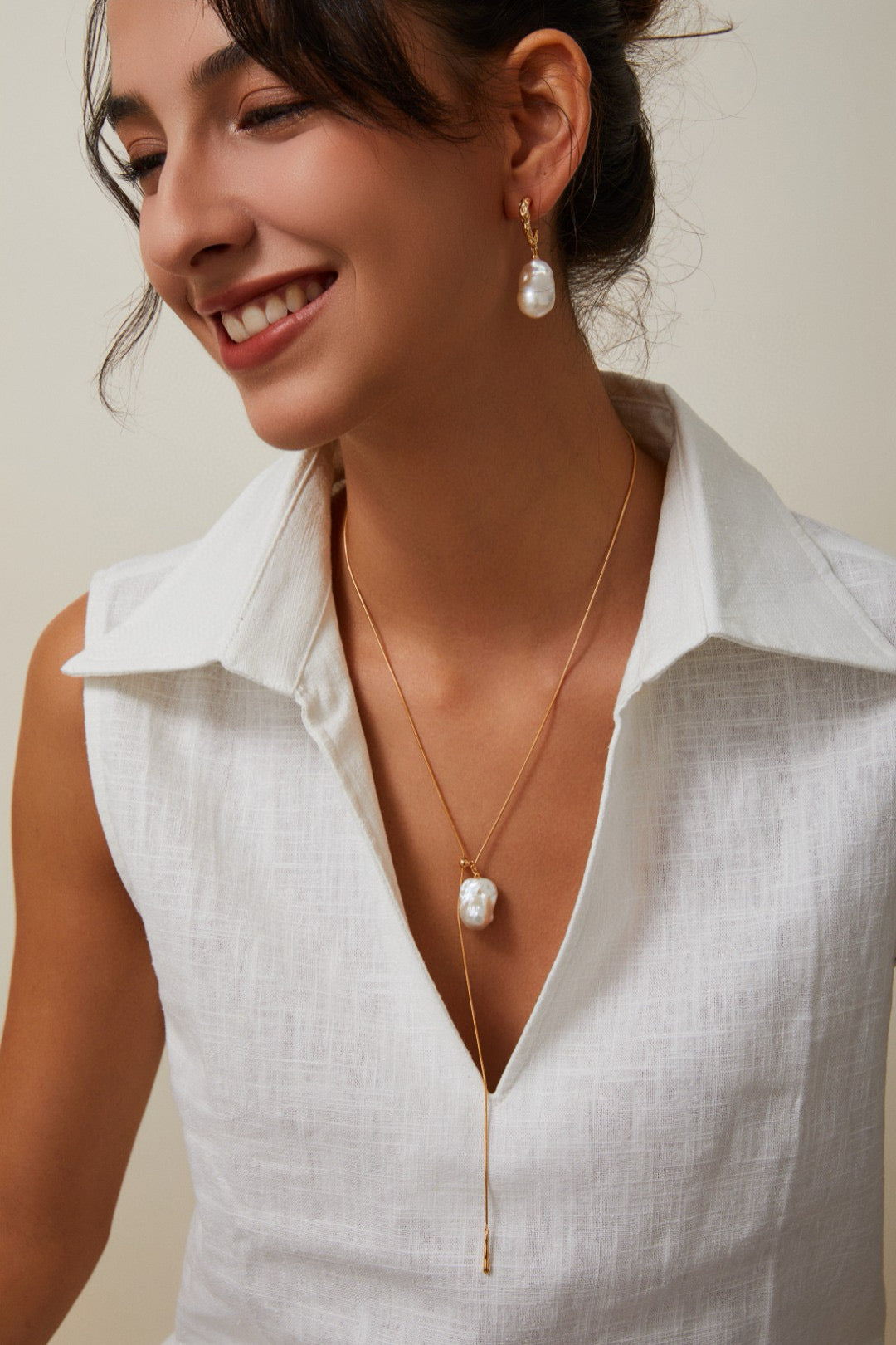 Luster Drop Natural baroque pearl earrings