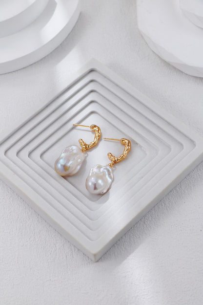 Luster Drop Natural baroque pearl earrings
