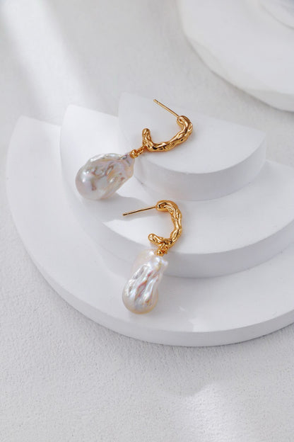 Luster Drop Natural baroque pearl earrings