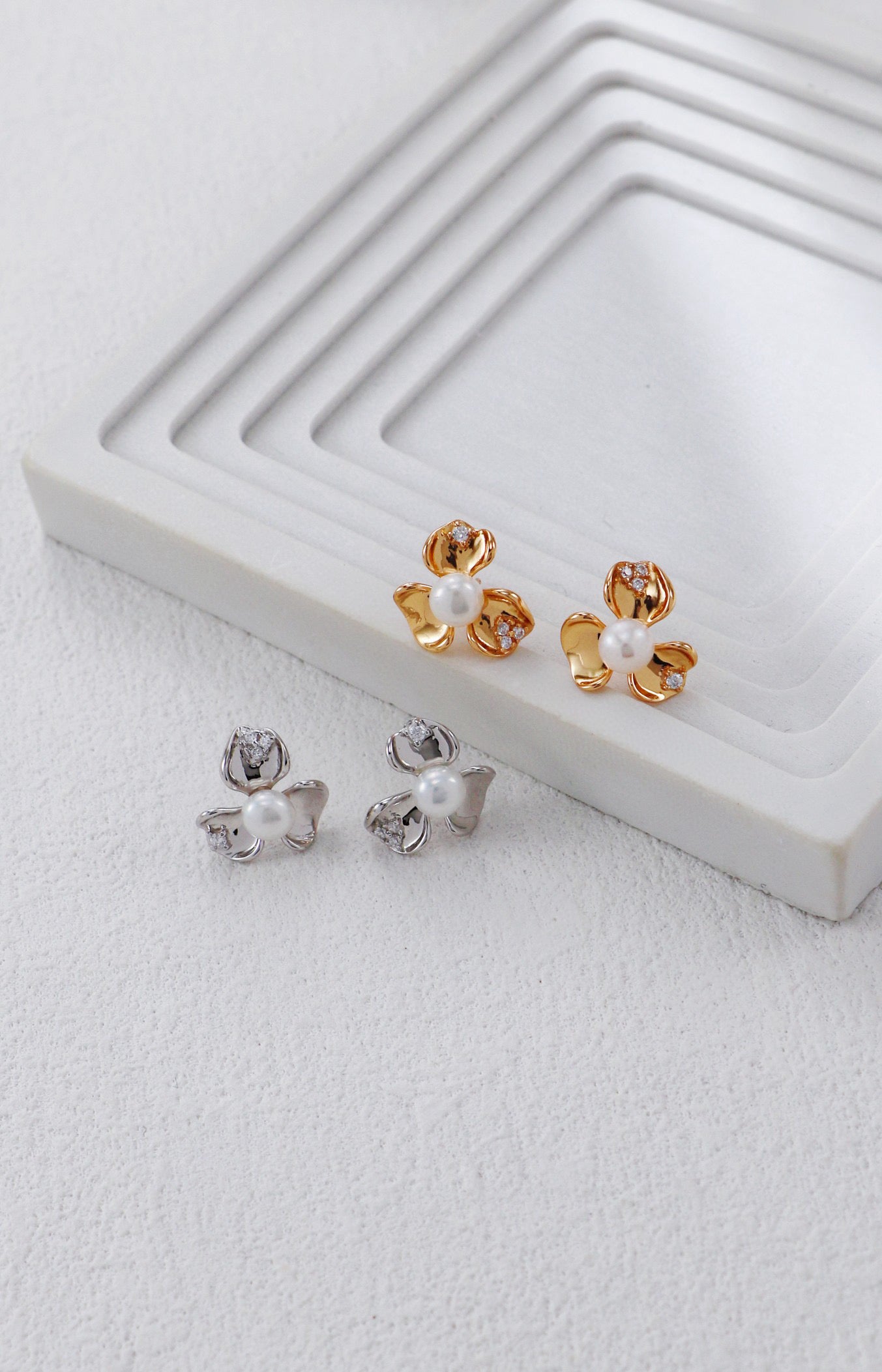 Pearl Blossom necklace earrings and ring