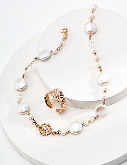 Sun Pearl Garden necklace and earrings