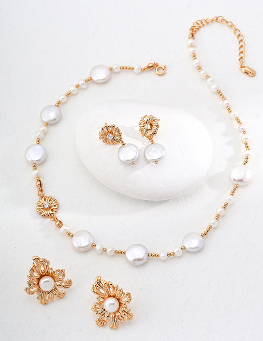 Sun Pearl Garden necklace and earrings