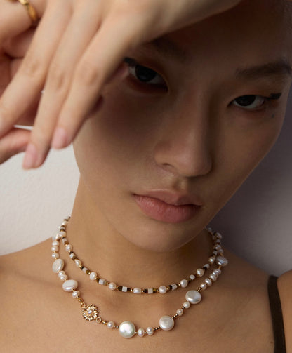 Sun Pearl Garden necklace and earrings