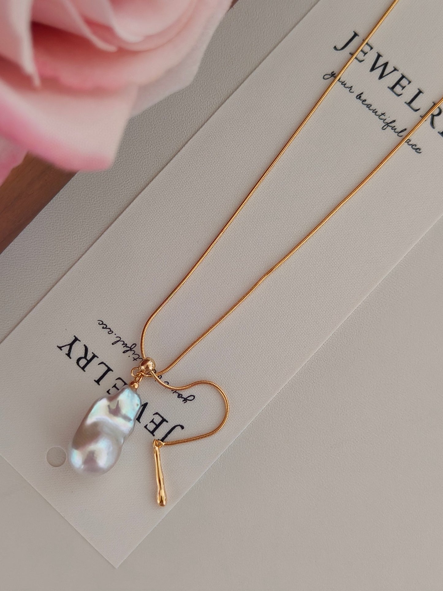 18K Gold-Plated S925 Baroque Pearl Necklace & Earrings Set