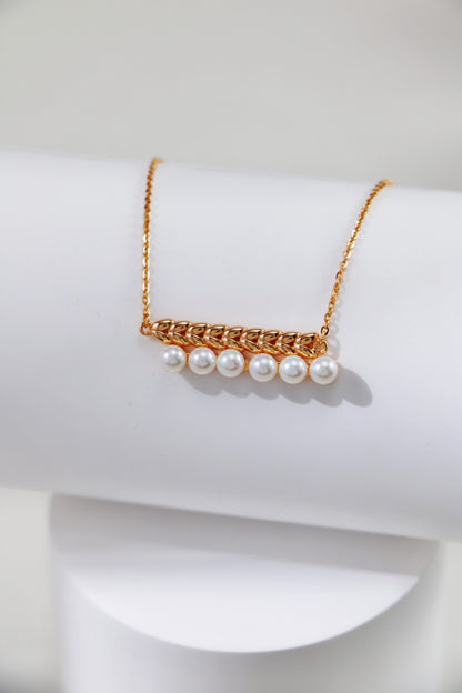 S925 Sterling Silver Wheat Pearl Necklace & Earring Set