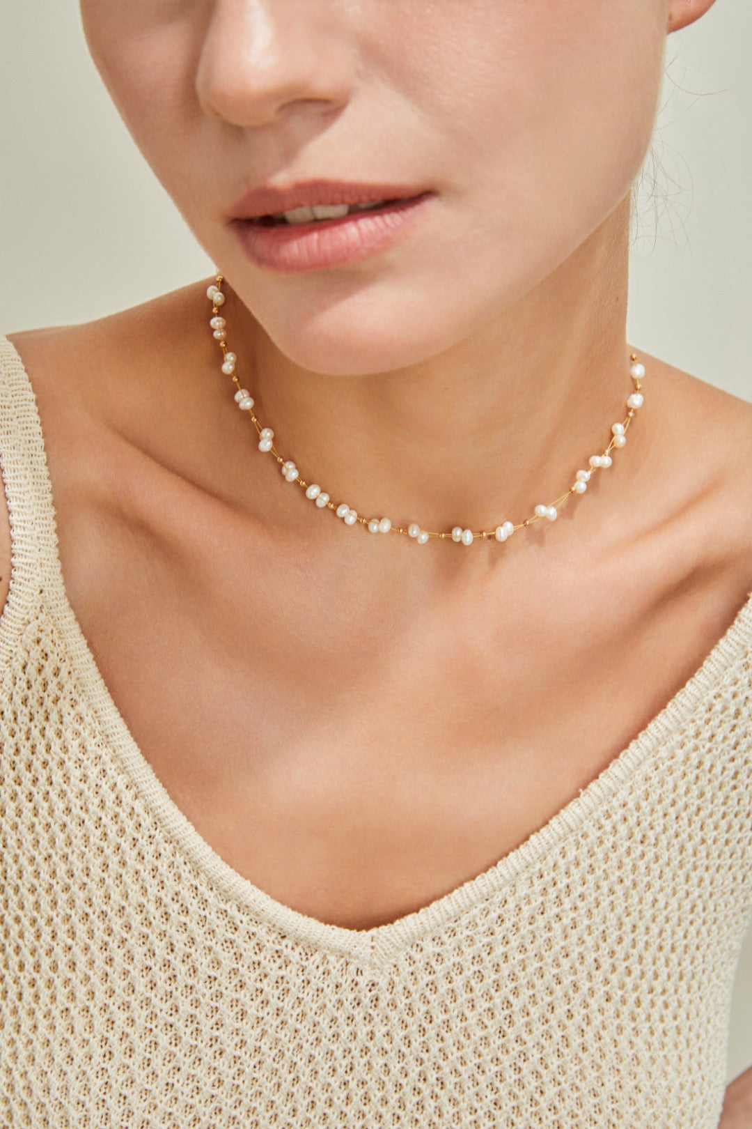 S925 Silver Woven Freshwater Pearl Necklace