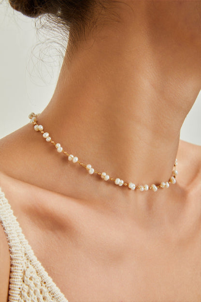 S925 Silver Woven Freshwater Pearl Necklace