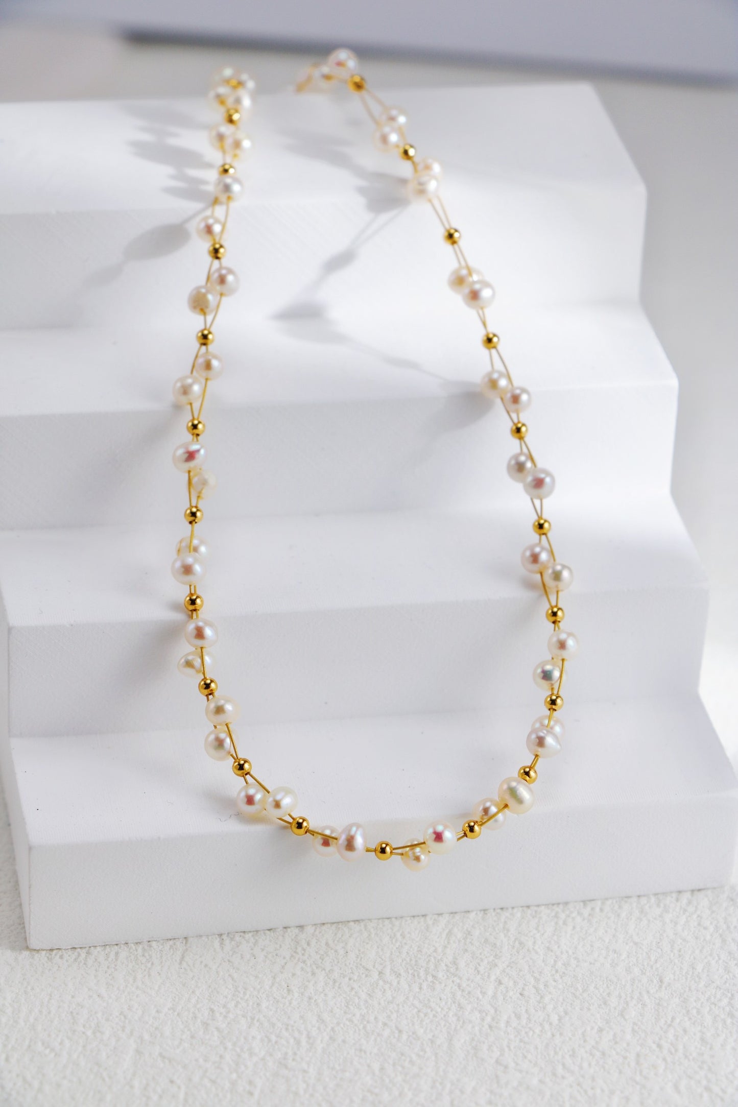 S925 Silver Woven Freshwater Pearl Necklace