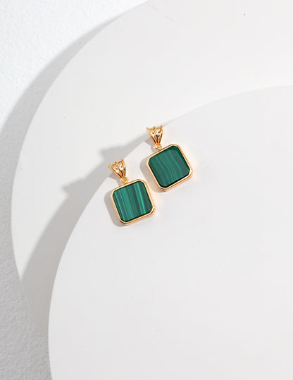 Malachite Square Pendant Set