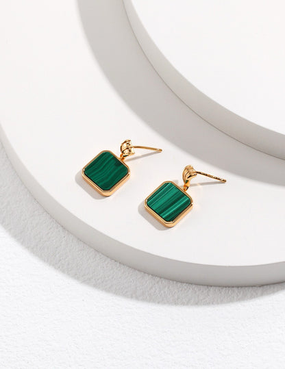 Malachite Square Pendant Set