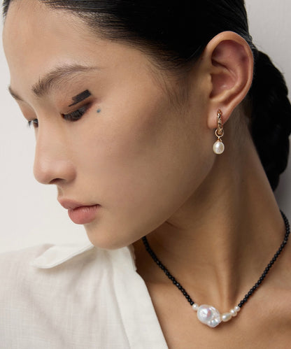 Dual-Style Nature Pearl Hoops