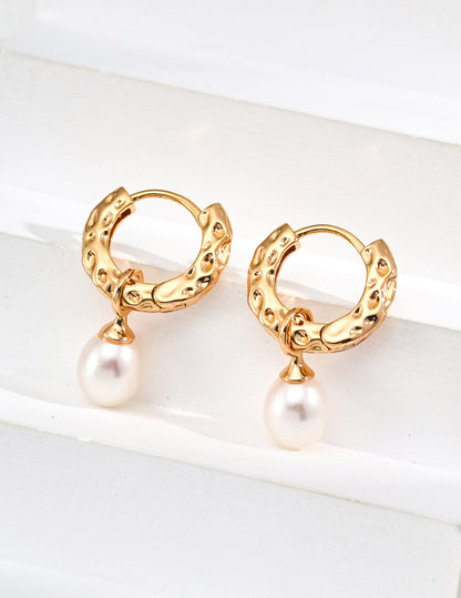 Dual-Style Nature Pearl Hoops