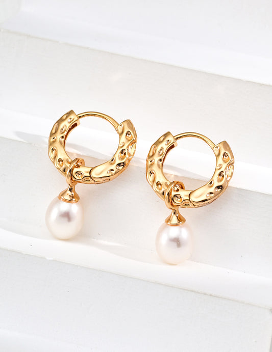 Dual-Style Nature Pearl Hoops
