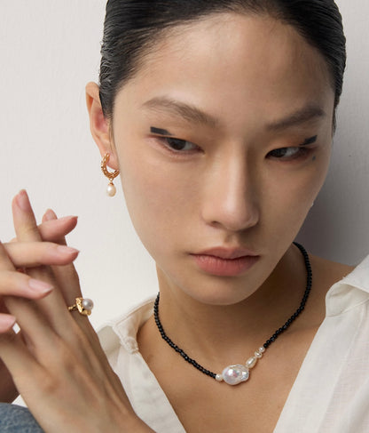 Dual-Style Nature Pearl Hoops