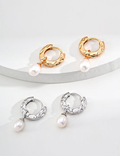 Dual-Style Nature Pearl Hoops