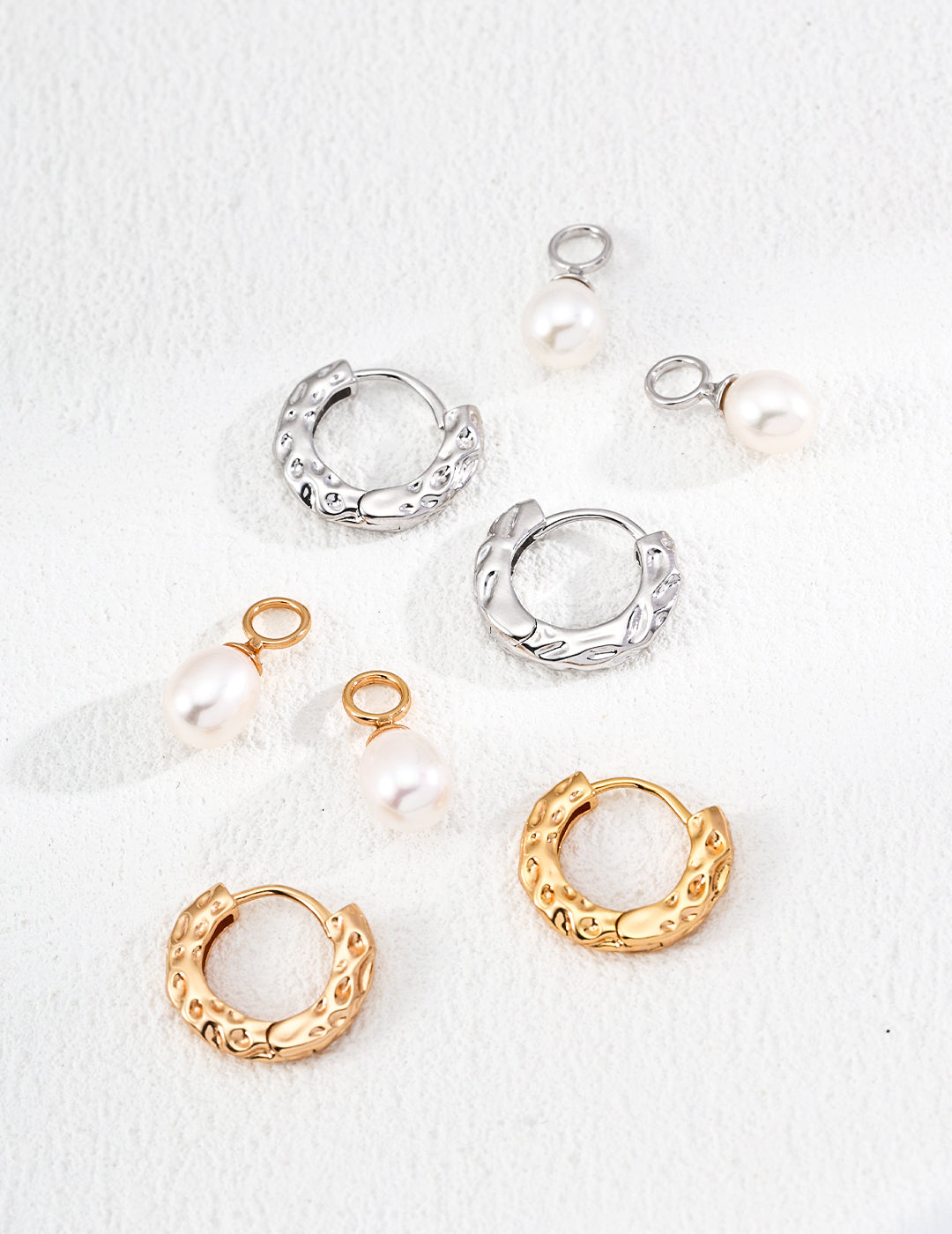 Dual-Style Nature Pearl Hoops