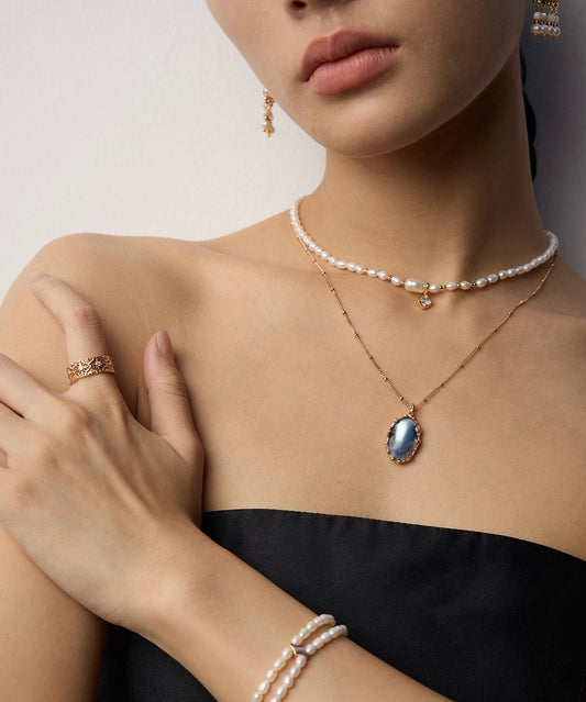 S925 Silver Mabe Pearl Necklace – Ocean Glow in Every Angle