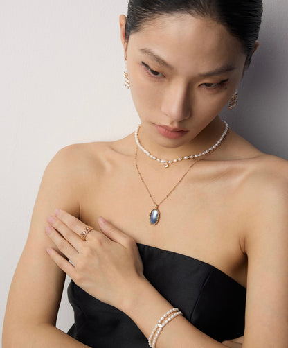 S925 Silver Mabe Pearl Necklace – Ocean Glow in Every Angle