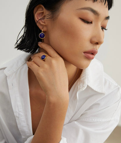 S925 Silver/Natural Lapis Lazuli Pendant Necklace,Earrings,Ring