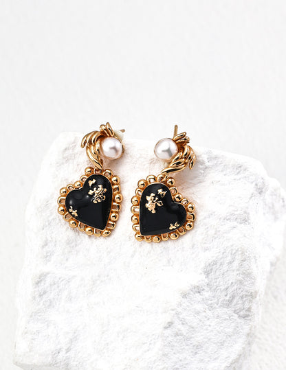 Vintage Heart Pearl Earrings — Elegant, Playful, and Timeless