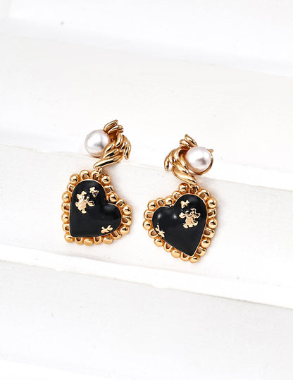 Vintage Heart Pearl Earrings — Elegant, Playful, and Timeless