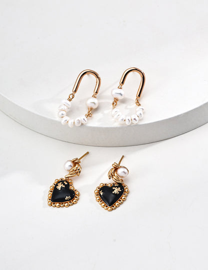 Vintage Heart Pearl Earrings — Elegant, Playful, and Timeless