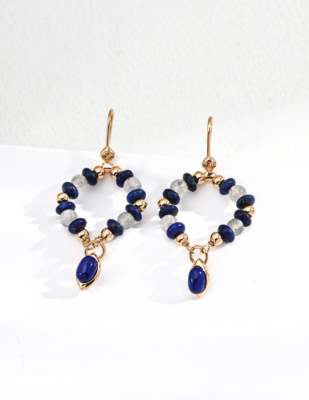 Moonlight & Lapis Hoop Earrings – Grace in Motion