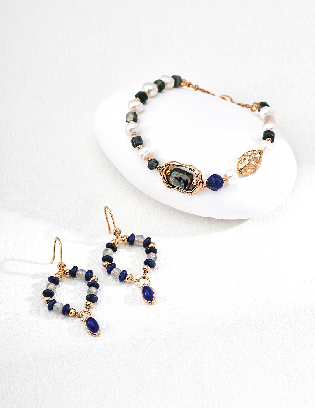Moonlight & Lapis Hoop Earrings – Grace in Motion