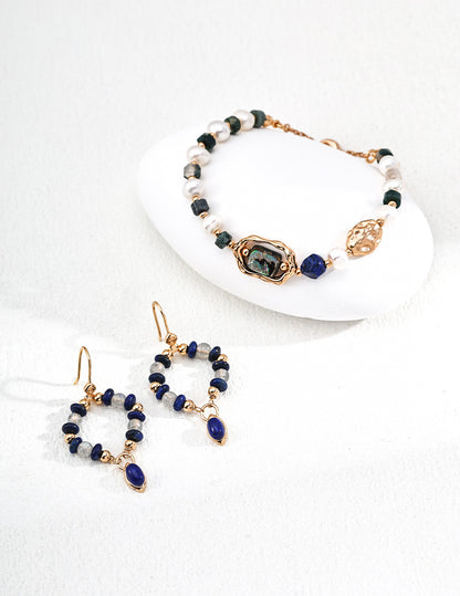 Moonlight & Lapis Hoop Earrings – Grace in Motion