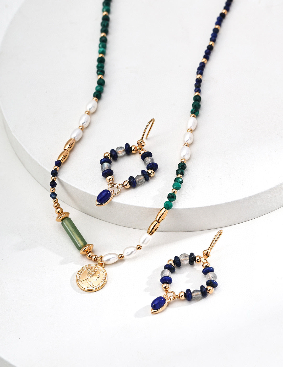 Moonlight & Lapis Hoop Earrings – Grace in Motion