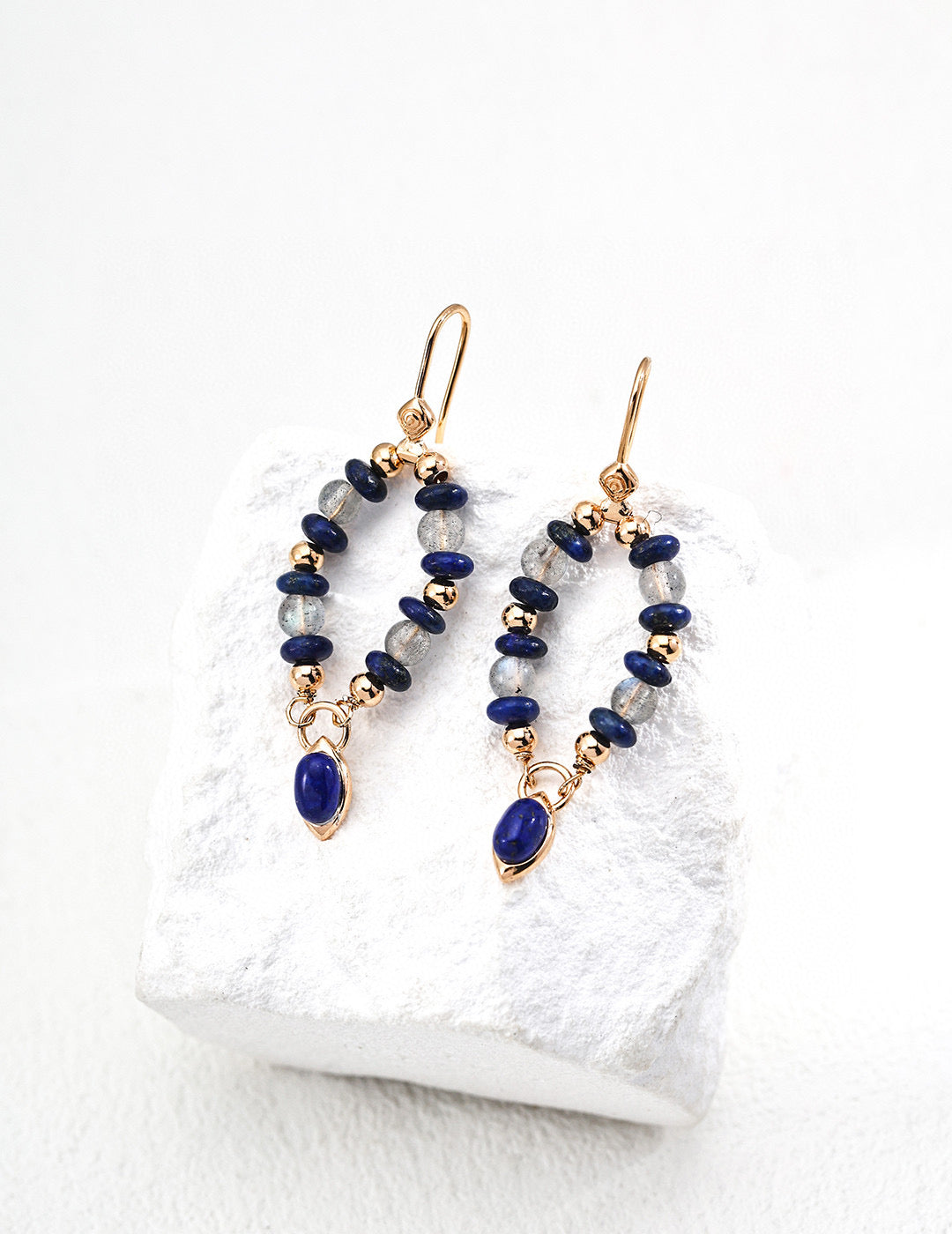 Moonlight & Lapis Hoop Earrings – Grace in Motion