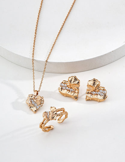 Vintage Gold Heart Jewelry Set