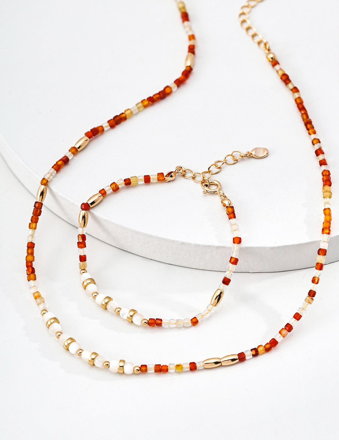 Vintage Agate & Shell Beaded Set