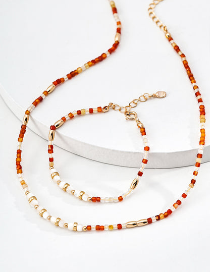 Vintage Agate & Shell Beaded Set