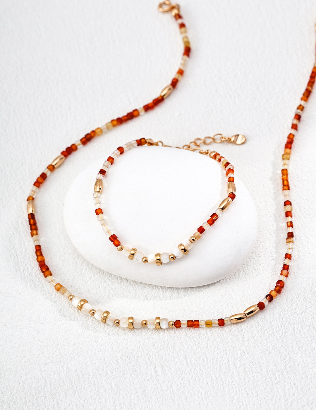 Vintage Agate & Shell Beaded Set