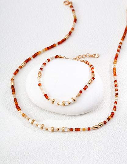 Vintage Agate & Shell Beaded Set