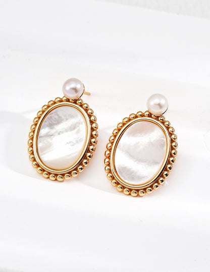 Vintage Baroque Pearl Shell Earrings