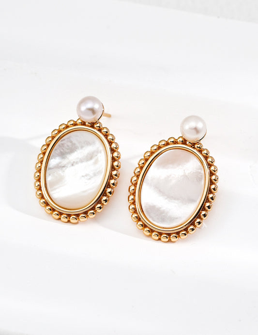 Vintage Baroque Pearl Shell Earrings