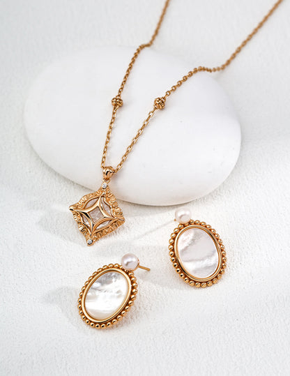 Vintage Baroque Pearl Shell Earrings