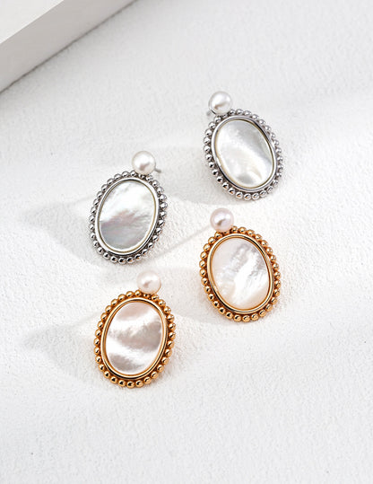 Vintage Baroque Pearl Shell Earrings