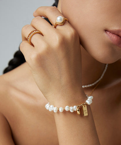 Lulu & Evie – Classic Pearl Adjustable Ring