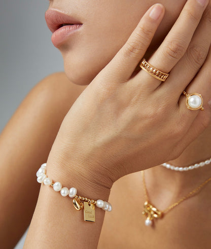 Lulu & Evie – Classic Pearl Adjustable Ring